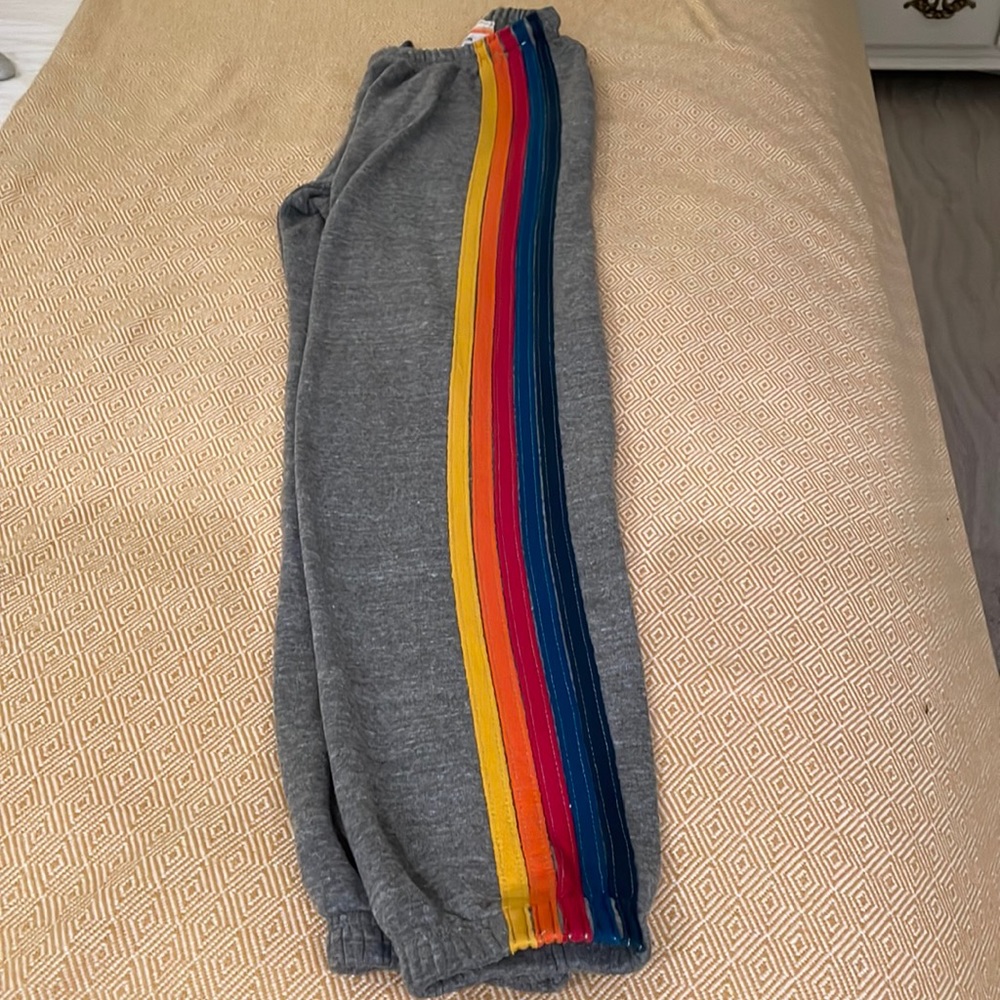 Aviator Nation 5 Stripe Sweatpants - Heather Gray - Used
